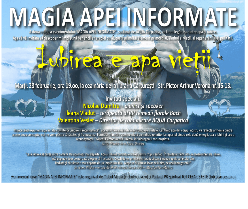 “MAGIA APEI INFORMATE” ajunge la Cărturești
