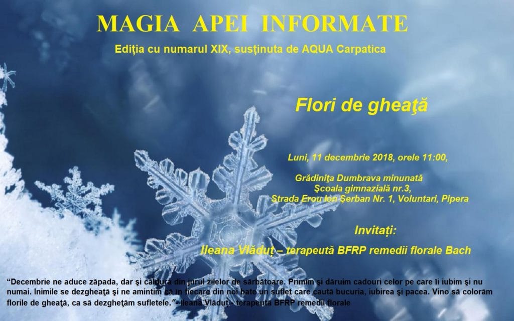 Flori de gheata la MAGIA APEI INFORMATE editia XIX, sustinua de AQUA Carpatica