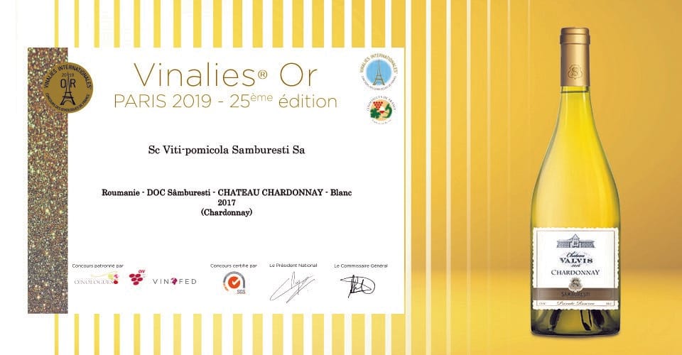 Aur la Concursul „Vinalies Internationales” de la Paris, pentru Chateau Valvis Chardonnay Aur la Concursul „Vinalies Internationales” de la Paris, pentru Chateau Valvis Chardonnay