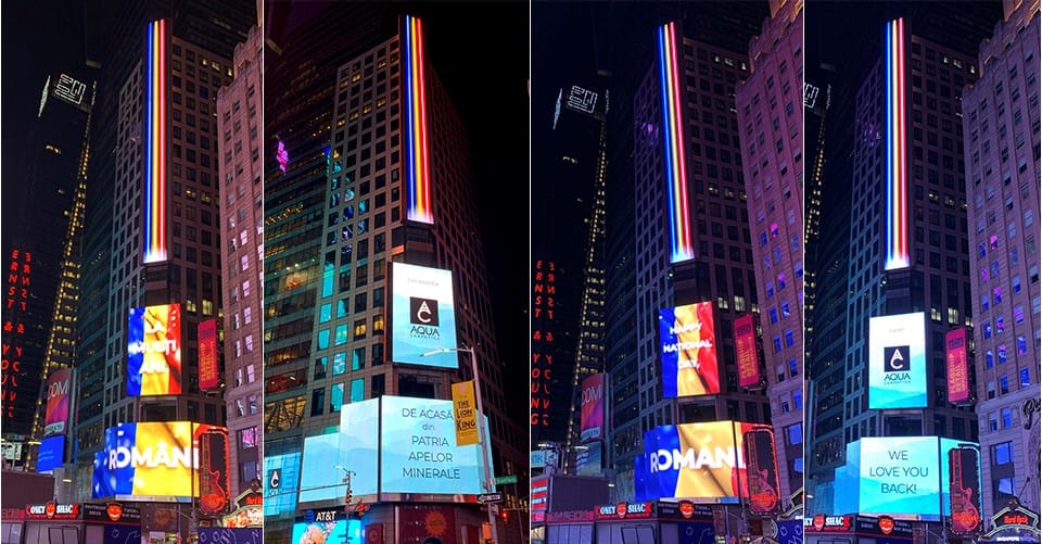 (VIDEO) AQUA Carpatica a urat ”La Mulți Ani!” României din Times Square, New York City