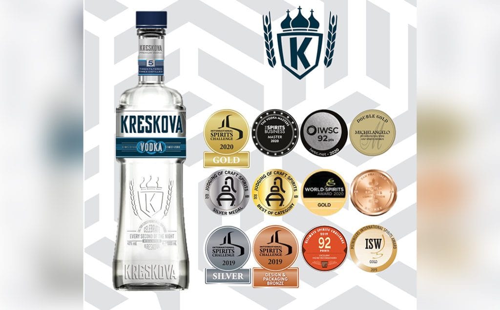 Kreskova Vodka: Medalie Master la The Vodka Masters 2020 şi alte 11 medalii la competiţii prestigioase, desfăşurate pe 3 continente